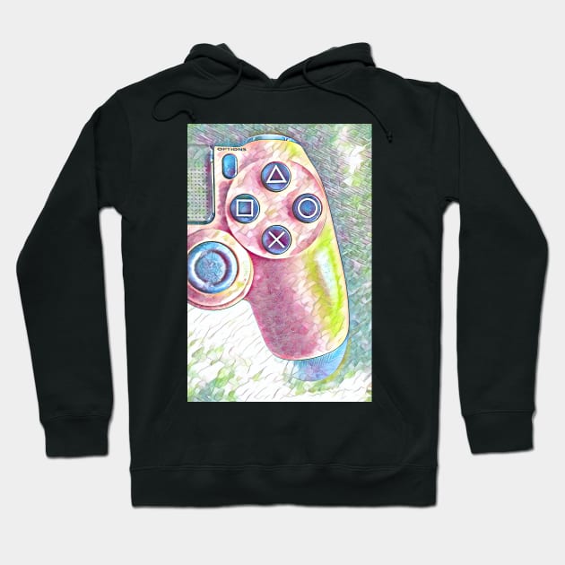 ps4 controller watercolor Hoodie by Guntah